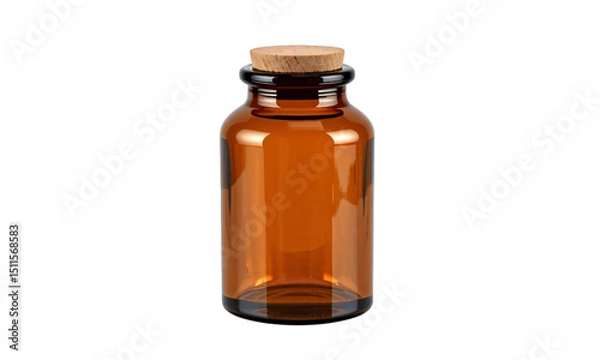 Obraz Amber apothecary jar with cork top sharp texture and edges isolated on transparent background  Generative AI