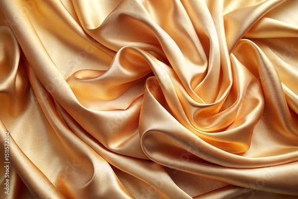 Fototapeta A gold colored fabric with a pattern of swirls and ripples