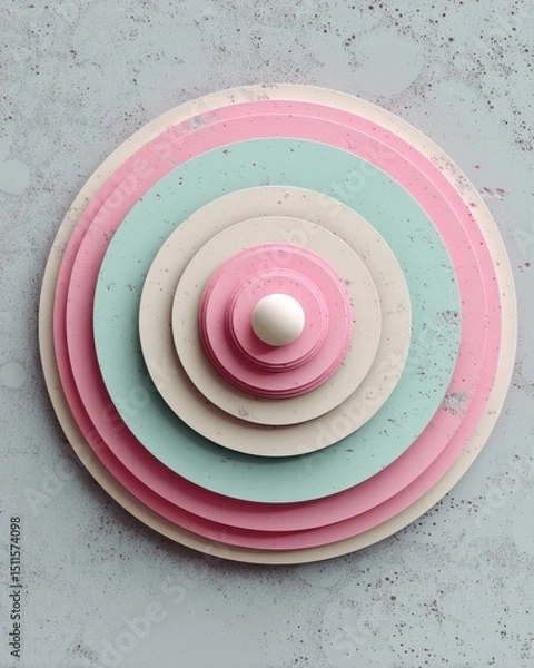 Obraz Pastel Pink and Teal Layered Circles Abstract Background