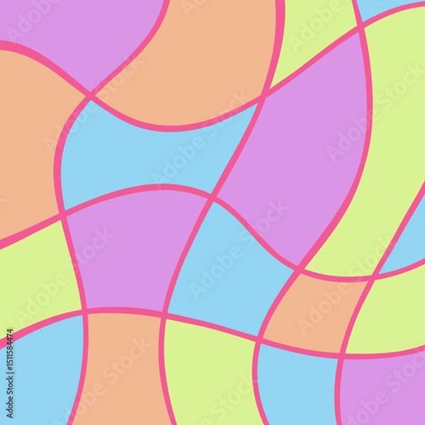 Fototapeta pastel Wavy Lines Abstract Background in Trendy Retro Psychedelic Style. Twisted, Swirled, and Distorted  Texture Pattern
