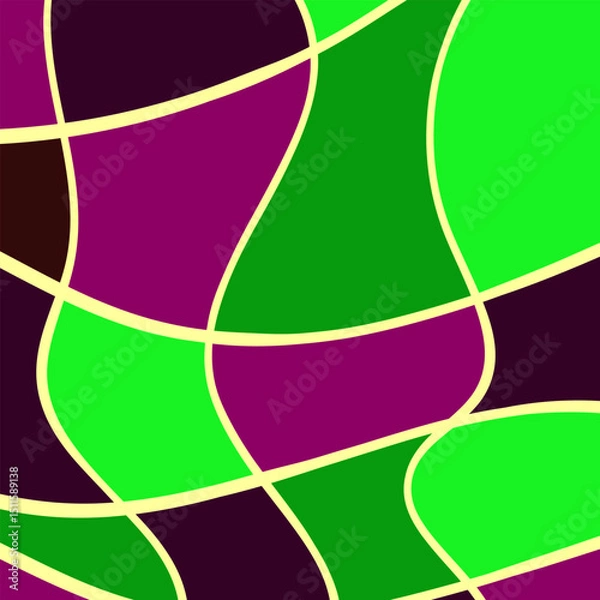 Fototapeta Abstract art background with colorful waves. Trendy  illustration in style retro 60s, 70s