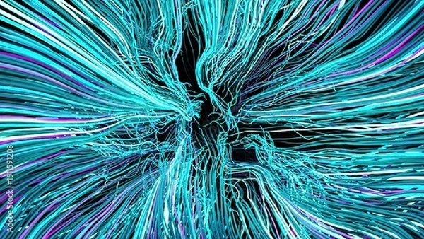Fototapeta Curve strobe lines. Computer generated 3d render