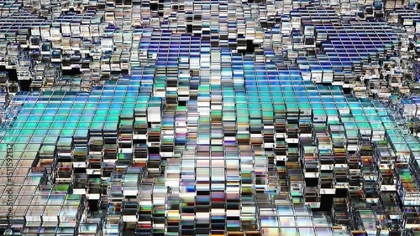 Fototapeta Surface glass blocks. Computer generated 3d render