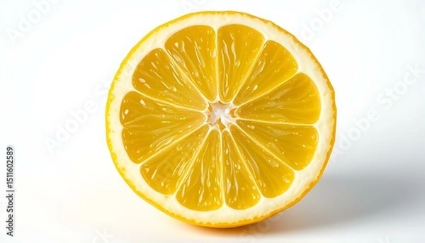 Fototapeta Fresh lemon sliced open on clean white background surface