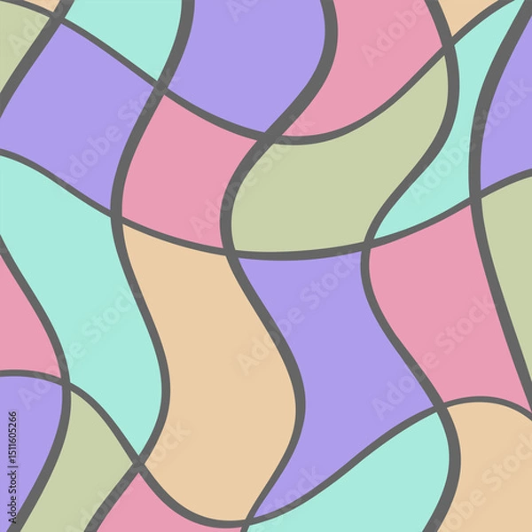 Fototapeta wavy lines abstract backgrounds. Trendy pastel psychedelic retro style banner. Waves, swirl and twirl pattern