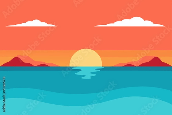 Fototapeta vector illustration of a sea landscape