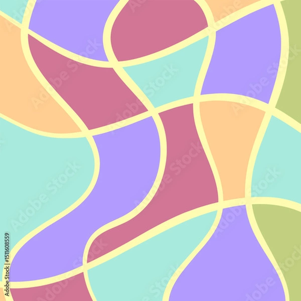 Fototapeta Abstract pattern graphic poster. Funky cross line wavy texture print design with pastel color, contemporary background minimal bold form geometry shapes colorful ornament.