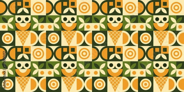 Fototapeta Geometric abstract composition with repeating shapes.
