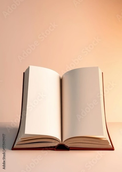 Obraz Book cover mockup featuring a blank open book with editable background, ideal for showcasing your designs, template, blank, editable background. book mockup. 