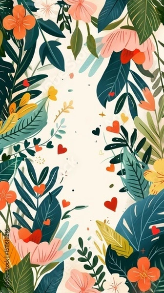 Fototapeta Flower frame for adding text Created with Generative AI technology