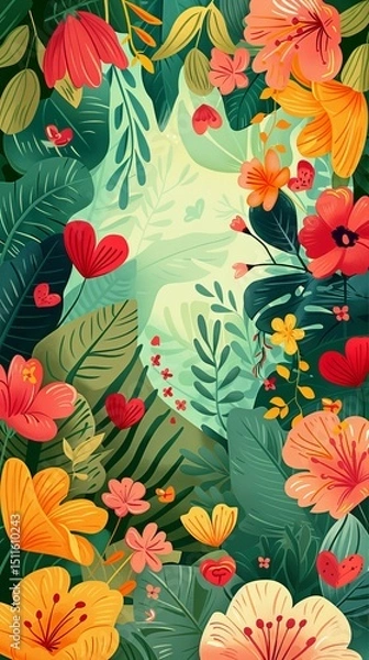 Fototapeta Flower frame for adding text Created with Generative AI technology