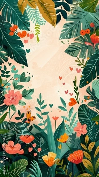 Fototapeta Flower frame for adding text Created with Generative AI technology
