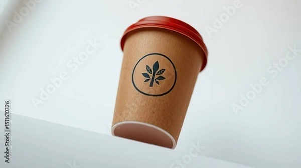 Fototapeta Enchanted Coffee Cup Mockup Minimalist Kraft Design with Ethereal Branding