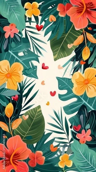 Obraz Flower frame for adding text Created with Generative AI technology