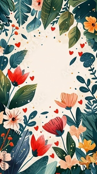 Obraz Flower frame for adding text Created with Generative AI technology