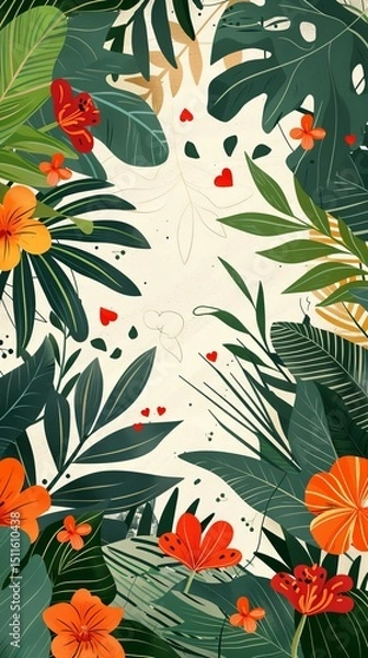 Obraz Flower frame for adding text Created with Generative AI technology