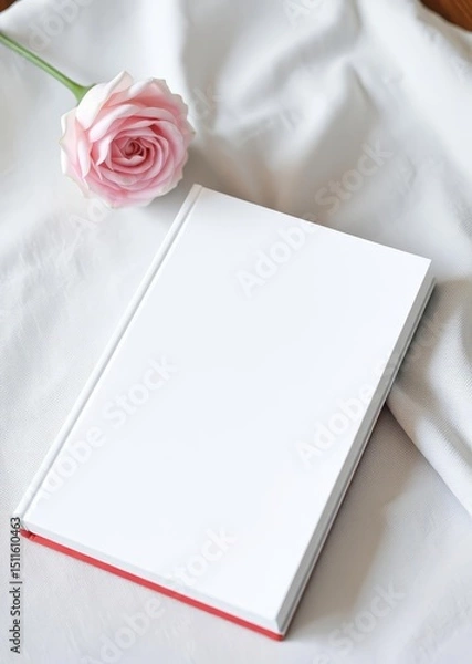 Obraz A white book with blank cover sits on top of the table. mockup. book mockup. 