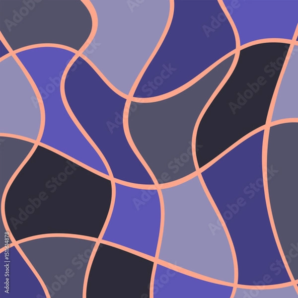 Fototapeta Abstract background in retro blue groovy style with wavy, swirl, and cross line background