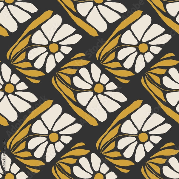Obraz Trendy minimalist seamless botanical pattern with abstract creative hand drawn composition