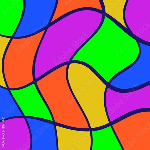 Fototapeta Abstract trendy retro groovy colorful background with wavy, swirl, and cross line background