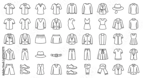 Fototapeta Clothing icons, set of line icons, icon sheet. Editable strokes