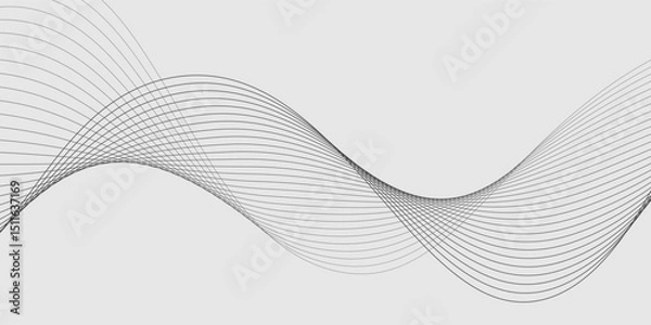 Fototapeta Abstract vector background with black wavy lines. EPS10
