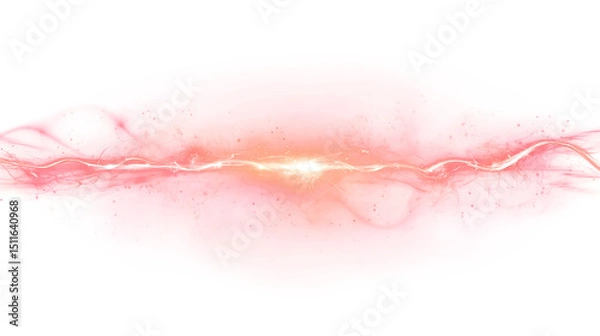 Obraz Horizontal pink shockwave line, Abstract energy pulse, TRANSPARENT BACKGROUND PNG for sci-fi or visual design