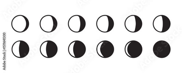 Obraz Hand-Drawn Moon Cycle Icons