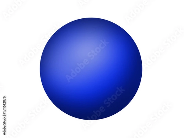 Fototapeta Blue 3D circle with a glossy surface. Illustration or transparent background object drawn with a tablet, used as a component of various designs.