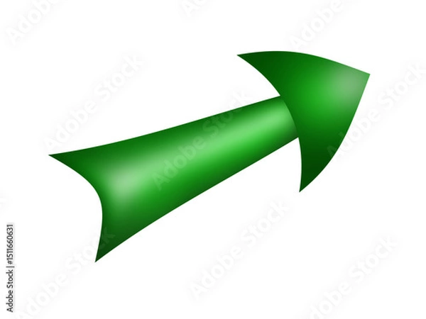 Fototapeta 3D green arrow, illustration without background. Object for use in various graphic design works.