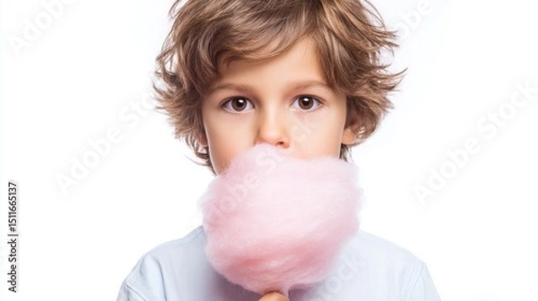 Fototapeta Close-up of a child with cotton candy