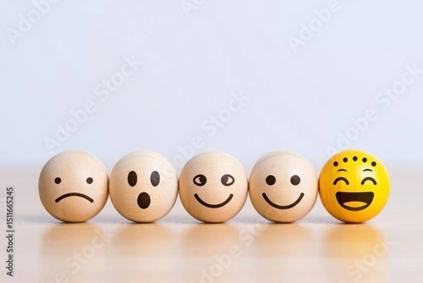 Obraz Mood swings and emotional expression concept with eggs showing different emotions faces