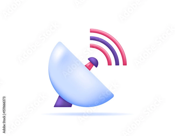 Fototapeta illustration of a parabolic antenna sending a signal. concept of transmitting antenna. communication technology. symbol or icon. minimalist 3d style design