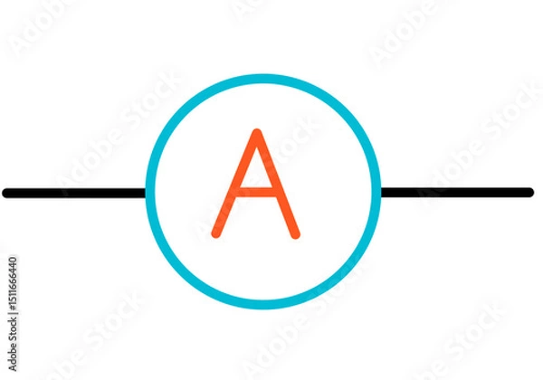 Fototapeta Ammeter Electrical Measuring Device Symbol