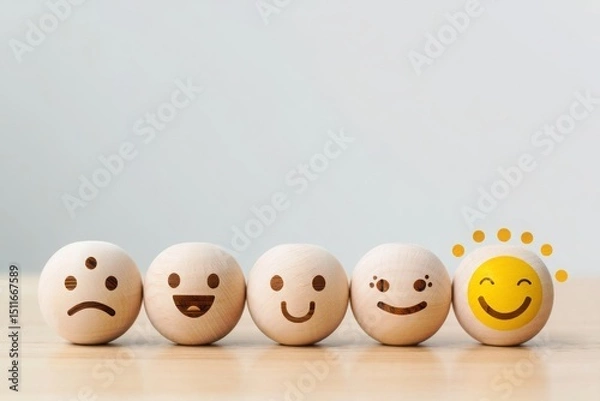 Obraz Customer satisfaction survey feedback scale rating emotions happy sad neutral assessment