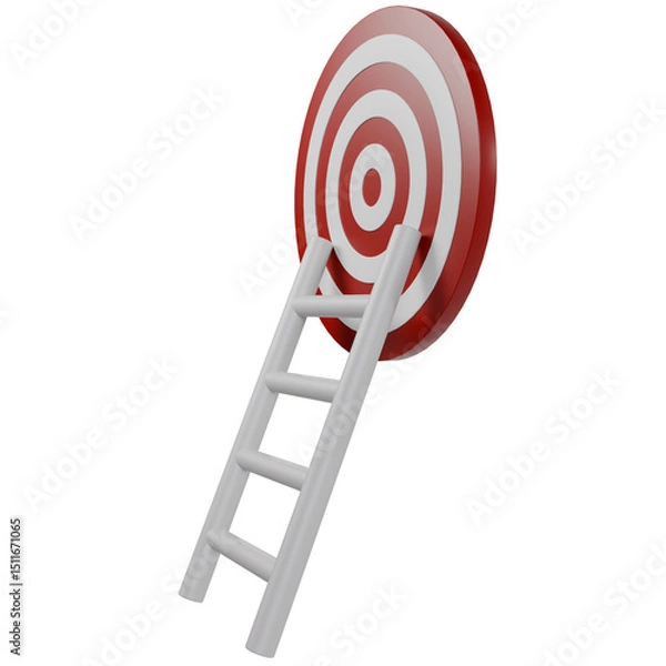 Fototapeta 3d render target and ladder or ladder. concept of business to achieve success