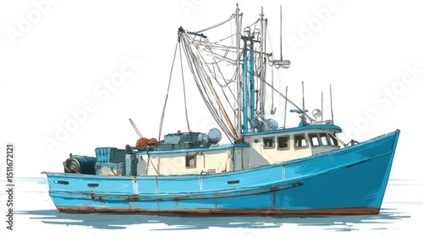 Fototapeta Side view of a fishing vessel