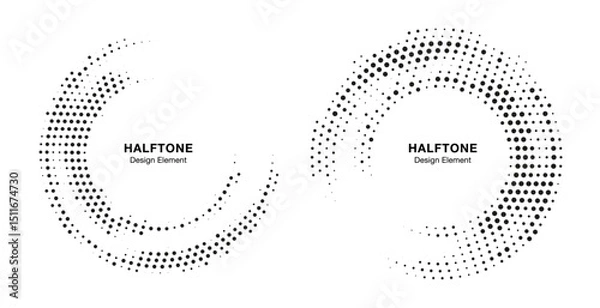 Fototapeta Halftone Circle Frame Abstract Dots Logo Emblem Design Element For Medical, Treatment, Cosmetic. Round Border Icon Using Halftone Circle Dots Raster Texture. Vector Emblem.
