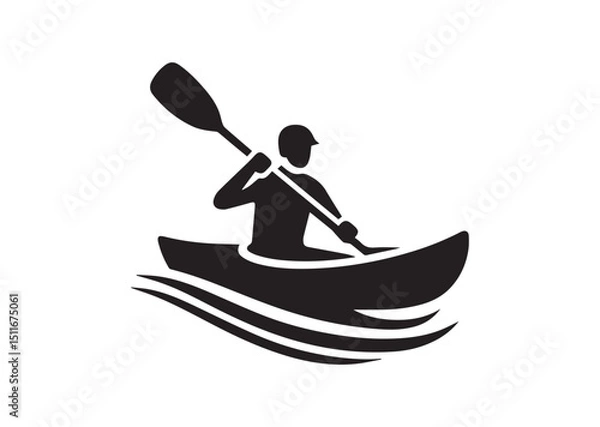 Fototapeta A man kayaking Silhouette Vector