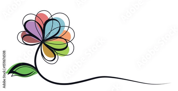 Fototapeta The symbol of a color stylized garden flower.
