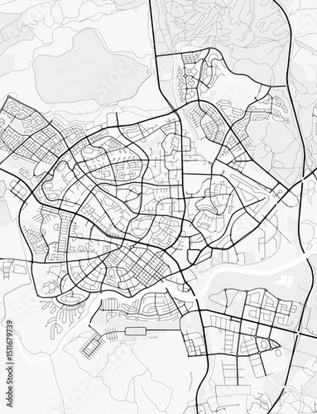 Obraz Be-er Sheva City Map. Minimalist black and white line art poster for printing, wallpaper, wall art for home and office decor
