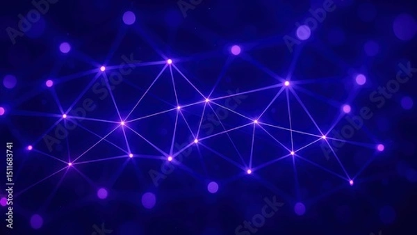 Obraz Glowing purple mesh of data points and fine lines forming abstract network pattern in darkness