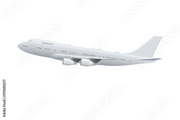 Obraz  Avion de ligne navigant sur fond blanc