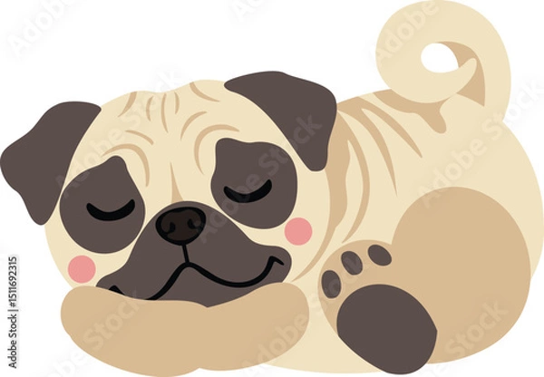 Fototapeta Cute Little Pug Taking a Nap