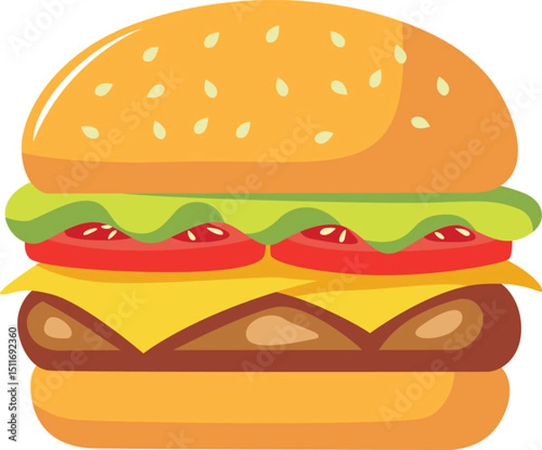 Fototapeta Delicious Classic Cheeseburger with All the Fixings