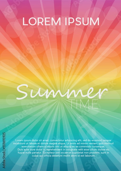 Fototapeta Summer time background with text. Vertical vector illustration of a hot glowing sky