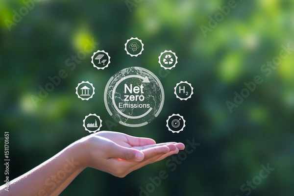 Fototapeta Carbon neutral is the 2050 net zero carbon dioxide emissions state.	