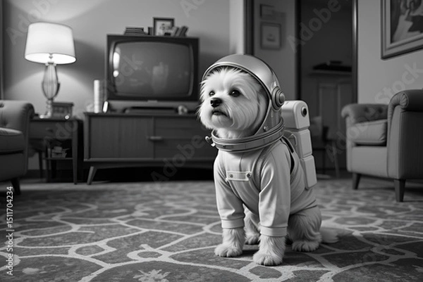 Fototapeta little boy and his dog