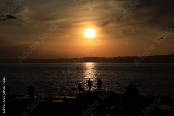 Obraz 江ノ島からみる太陽が沈む風景　夕景