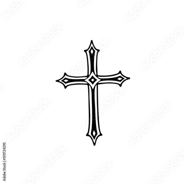 Obraz Unique Minimal Line Tattoo Cross 4